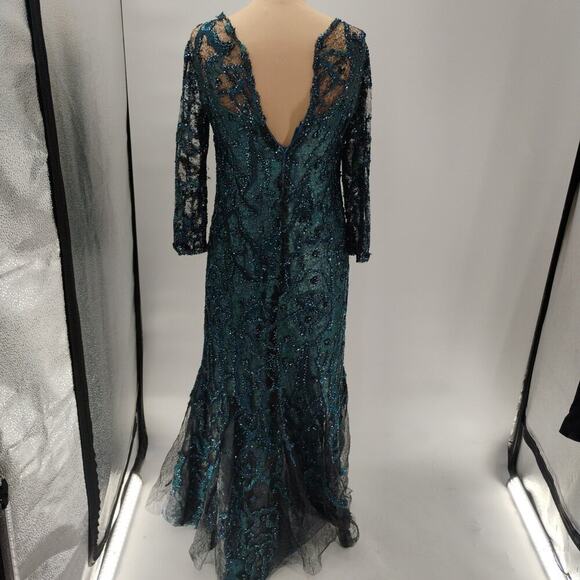 $1295 Rene Ruiz Collection Women's Green Floral Round Neck Gown Dress - Picture 9 of 16